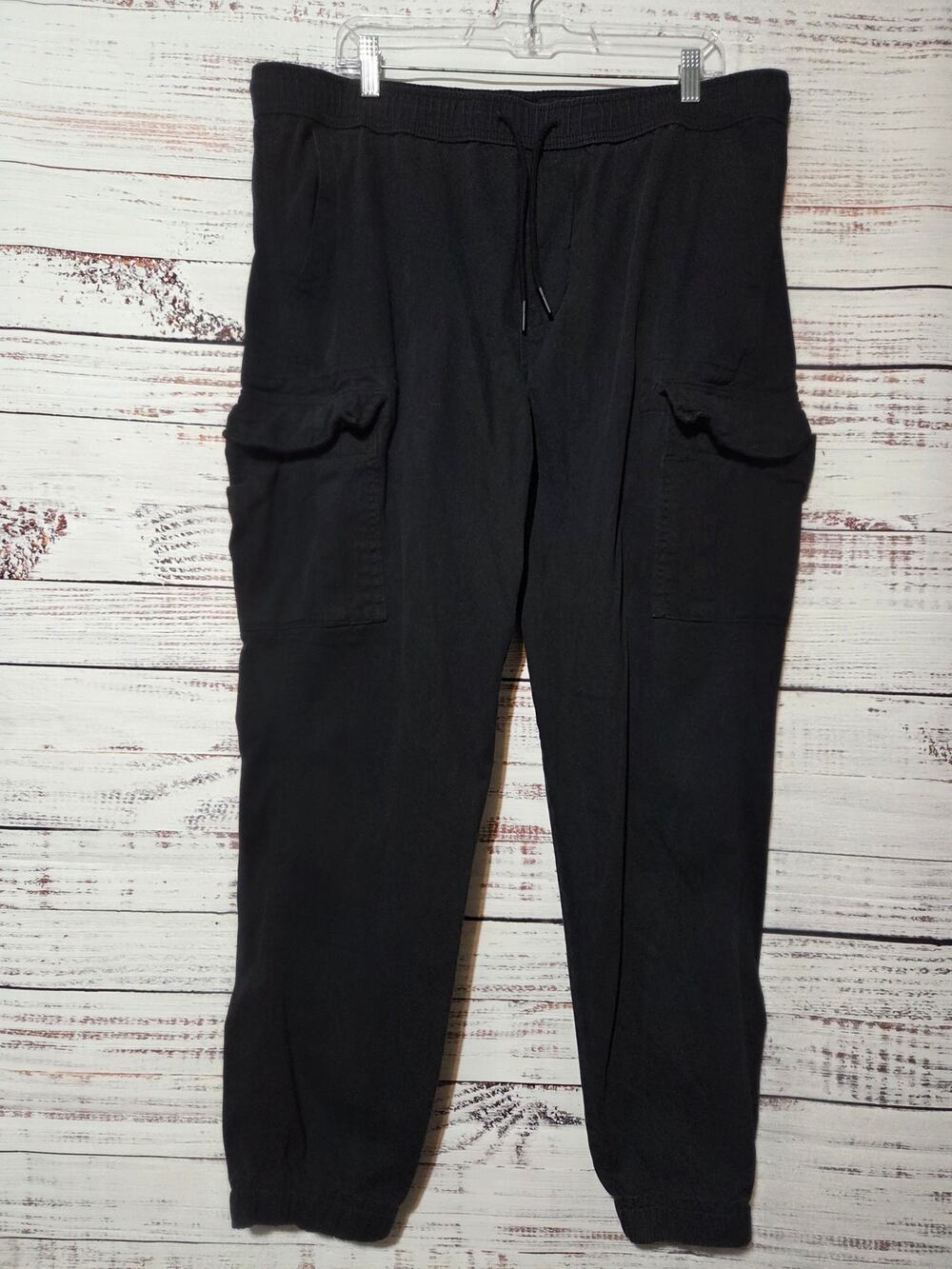 Aeropostale Cargo Joggers Mens XL Black Pull On !00% Cotton